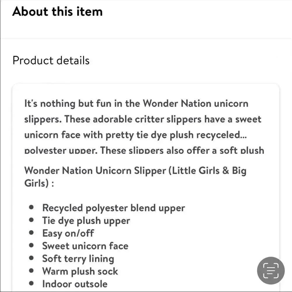 NWT Wonder Nation Sz 11-12 Big Girl's Unicorn Scuff Pink,Lilac,Blue Slippers New